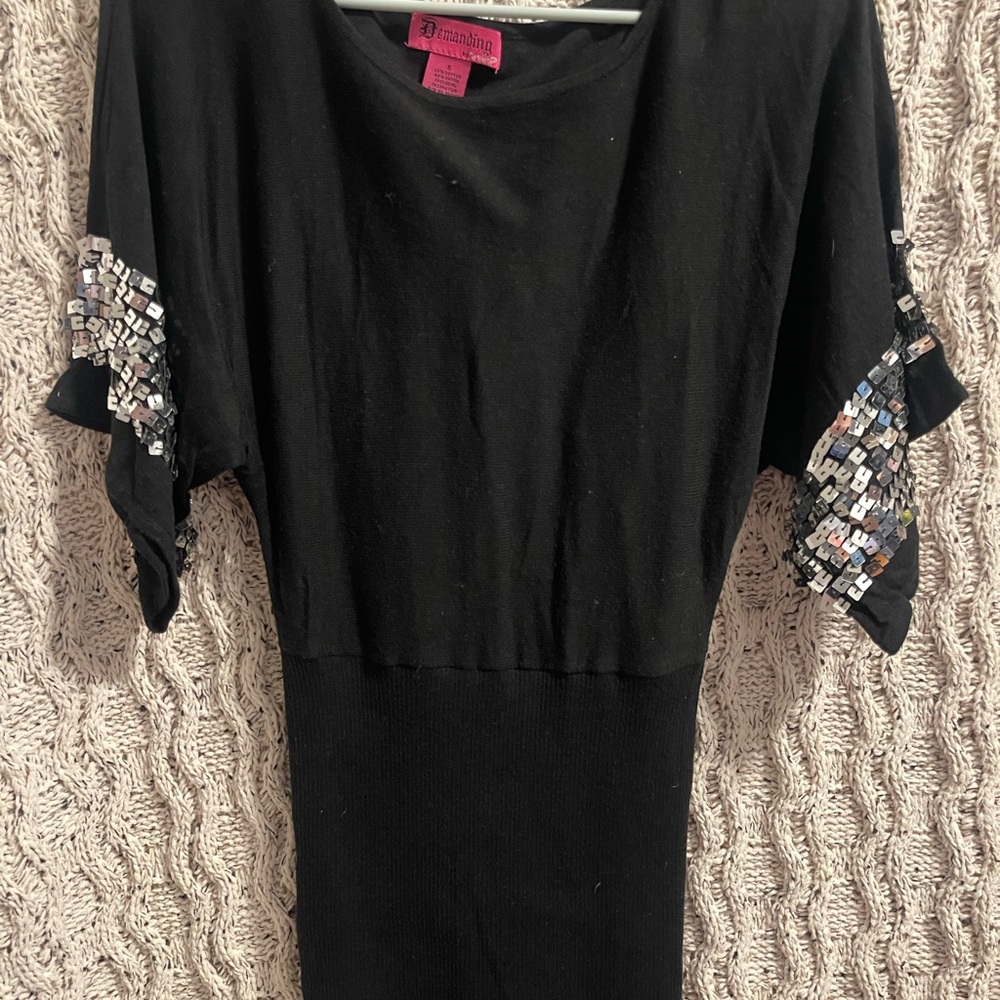 Chic Black Top with Sequin Accents